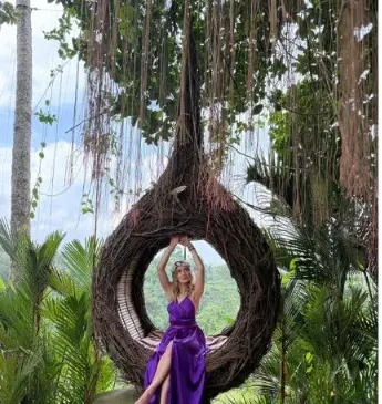 A guest on the nest swing in the jungle
