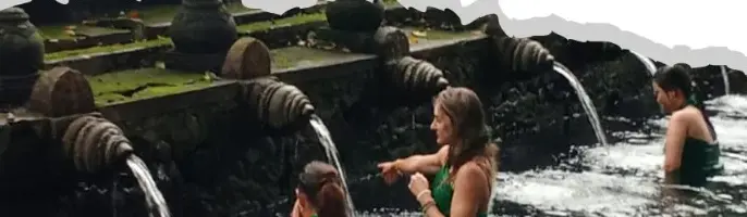 Guests in the holy spring at Tirta Empul